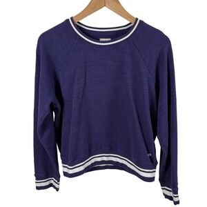 J. Crew Vintage Fleece Sweatshirt Womens S Indigo Blue Tennis Prep Re-Imagined